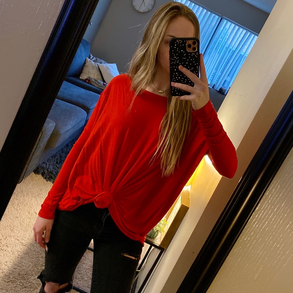 Red Piko Blouse
